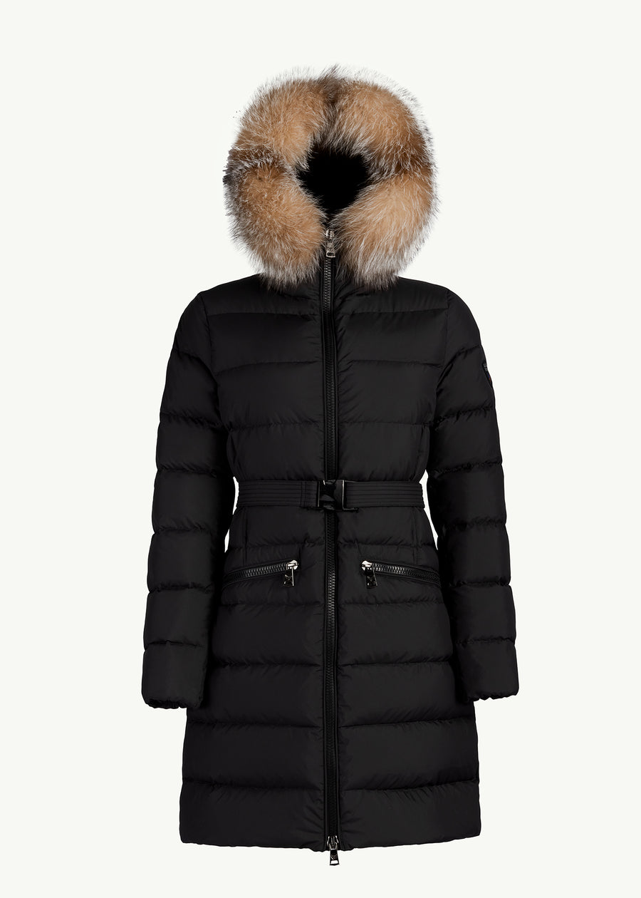 Glide women's long down coat with fox fur collar